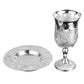 Golden Silver Cup Plated Kiddush Nickel Plated Wine Cup With Saucer Judaica Shabbos Wine Cup Passover For Shabbat Havdalah Gift