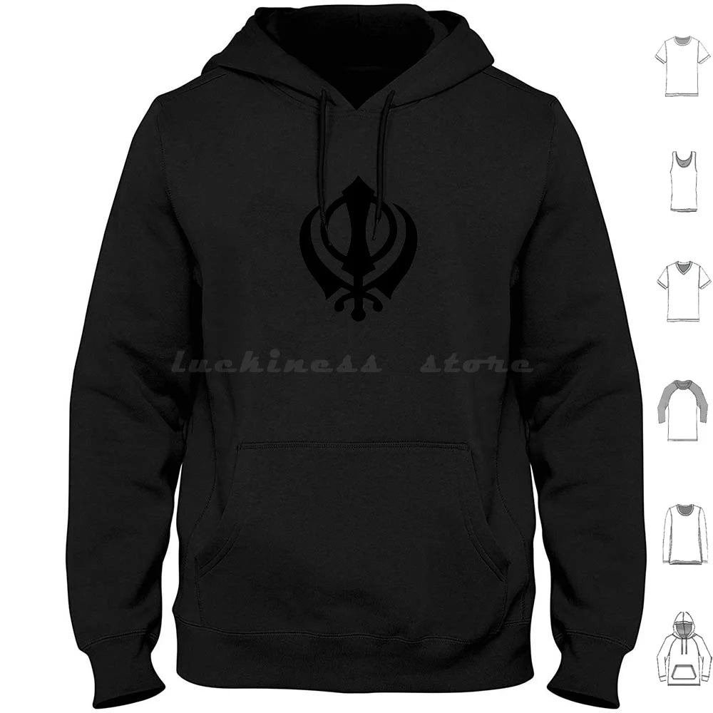 Khanda Hoodie Cotton Long Sleeve Khanda Sikhi Sikh Sikhism Religion Religious Punjab Punjabi Singh Kaur Sikh Symbol