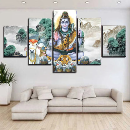 5 Pieces Hindu God Lord Shiva And Constellation Scenery Canvas Painting Posters and Prints Wall Art Pictures Home Decor No Frame