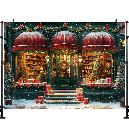 LS Greener Christmas Vintage Shop Photography Background Kids Art Portrait Xmas Tree Garland Bow Decor Backdrop Photo Studio