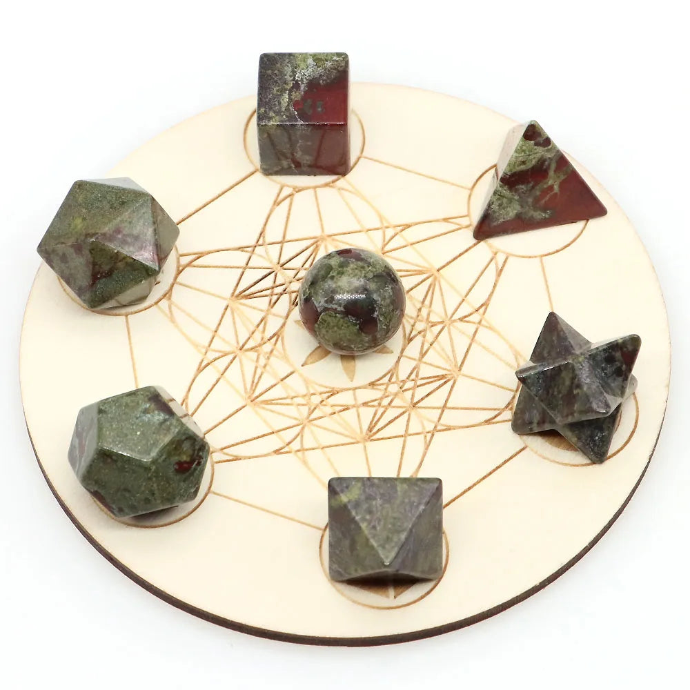 7Pcs Platonic Solid Sacred Stones Geometry Set Natural Crystals Reiki Healing Chakra Gemstones Lucky Home Decoration Gifts