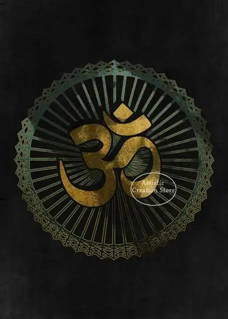 Golden Om Hindu Symbol Ganesha Poster  Indian God Canvas Prints Wall Art for Living Room Bedroom  Minimalist Decor Spiritual Hom