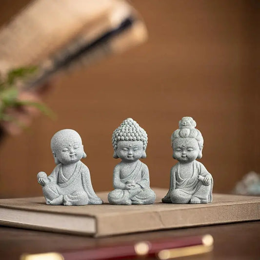 Cute Little Monk Buddha Statue Chinese Style Fish Tank Moss Landscaping Zen Garden Decoration Oriental Aesthetic