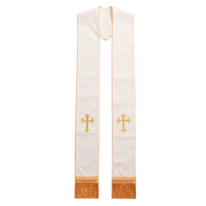 Clergy Stole Catholic Priest Stole Unisex Adults Catholic Mass Pastor Liturgical Overlay Embroidery Cross with Tassel