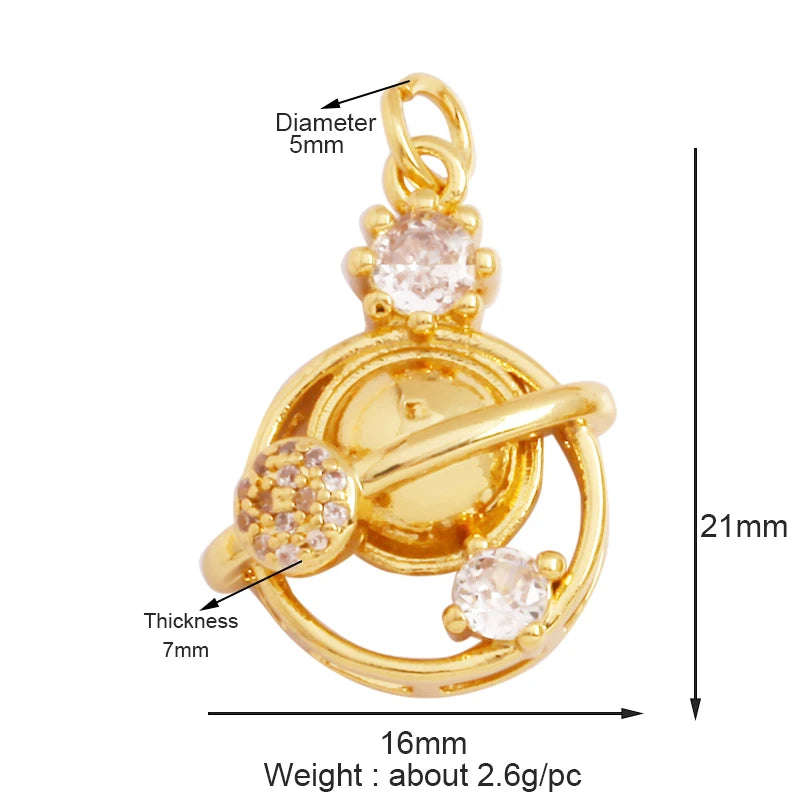 Trendy Shining Moon Star Sun Tellurion Celestial Compass Charm Pendant Gold Colour, Jewelry Necklace Bracelet Making Supply S39