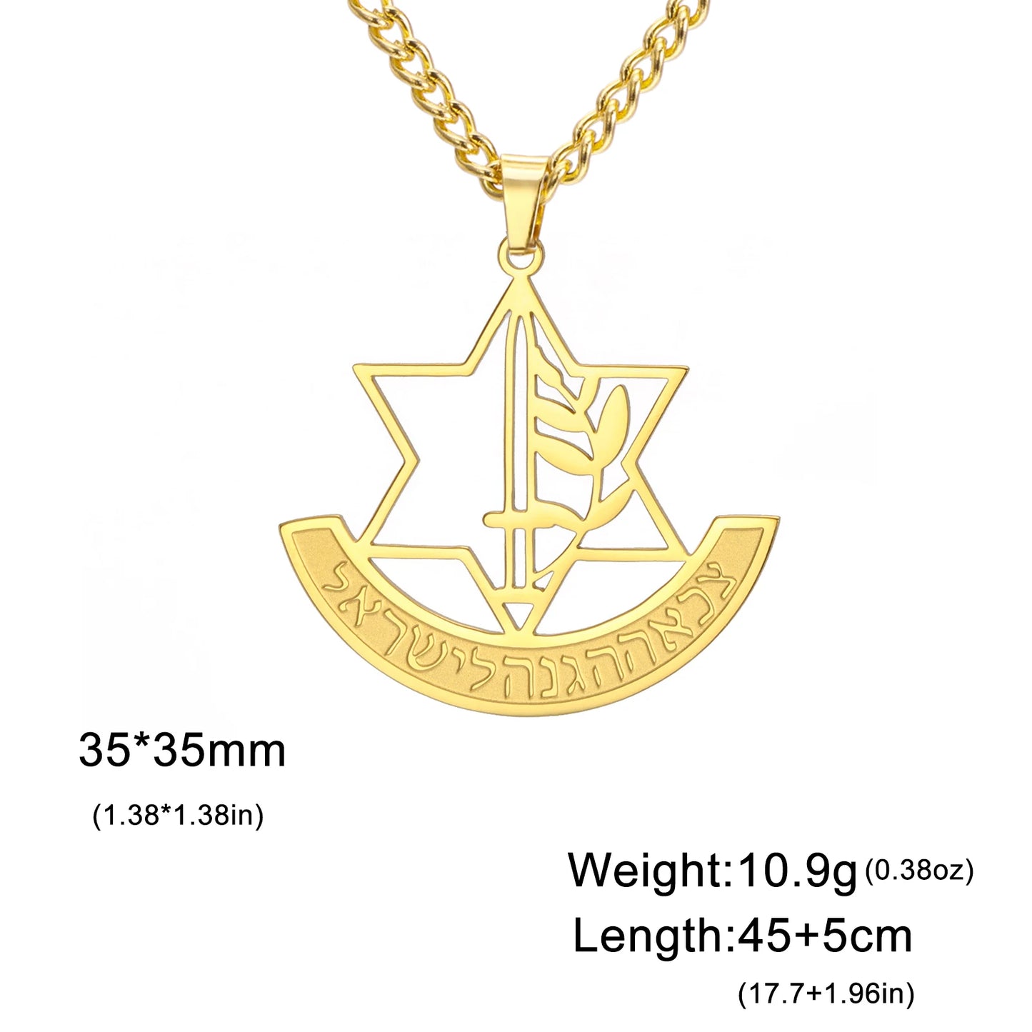 LIKGREAT Hexagram IDF Symbol Necklace Women Men Star of David Chai Pendant Jewish Stainless Steel Jewelry