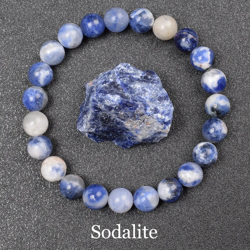 6/8mm Reiki Blue Apatite Bead Bracelet Men Women Natural Stone Blood Circulation Stimulate Enthusiasm Health Care Couple Jewelry