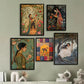 Retro Traditional Indian Woman Lady in The Garden Animals Pattern Poster Canvas Painting Wall Art Pictures Home Interior Decor