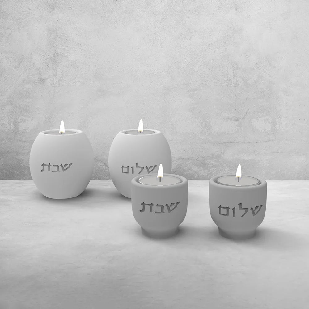 Silicone Mold For Shabbat Candle Holders Set,Handmade Concrete Jewish Tealight Holders | Shabbat Candlesticks Gift Molds
