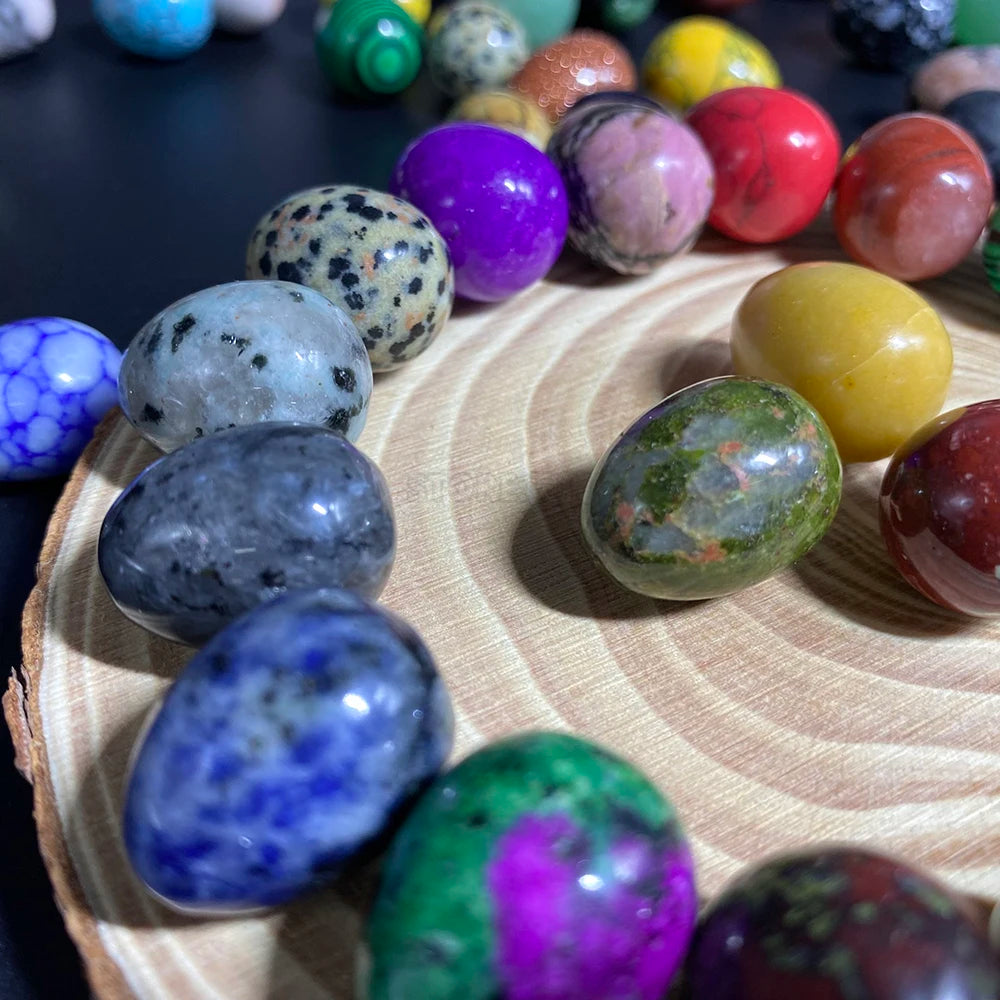 EG1-7 Mini Natural Stone Egg, Small Polished Egg Shaped Stone for Meditation Stress Relief Fidget Palm Desk Decor Gift