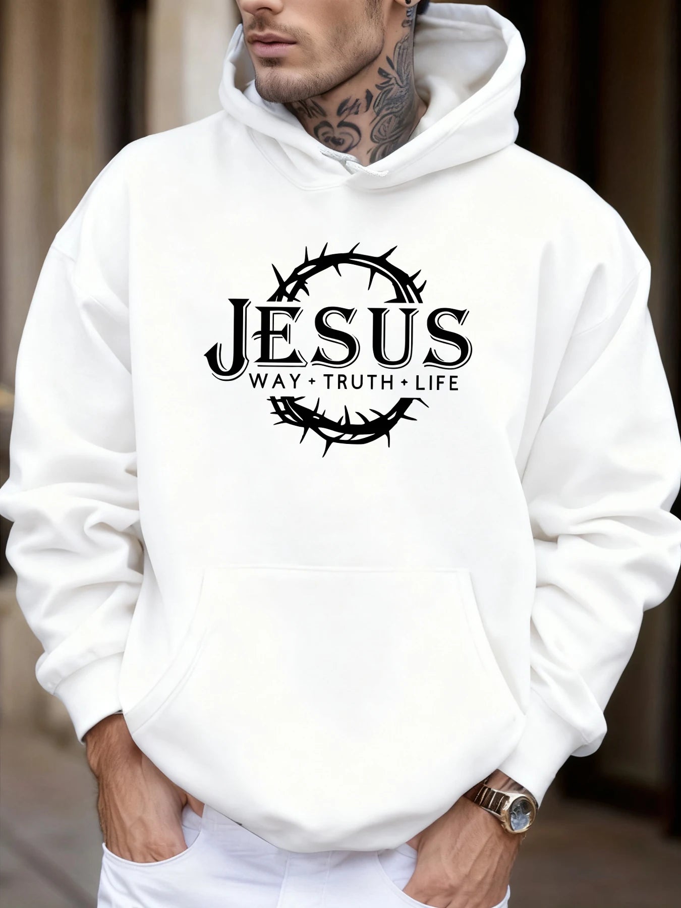 Jesus Way Truth Life Printing Men Jogging Hoodie Multicolor Loose Hoody Autumn Fleece Streetwear Hip Hop Pocket Man Hoodies