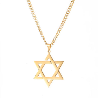 Skyrim Cutout Star of David Hexagram Choker Necklace for Men Women Gold Color Stainless Steel Chain Necklaces Jewish Jewelry