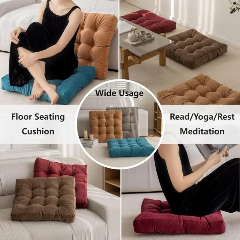 Floor Pillow Square Floor Seating Pillow Cushion Meditation Yoga Seat Kneeling Pillows Thick Tufted Cushions Mat Pad Balcony