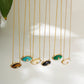 Luxury Natural Stone Evil Eye Pendant Necklace Inlaid Zircon Fashion Stainless Steel Clavicle Chain Jewelry Party Gift for Women