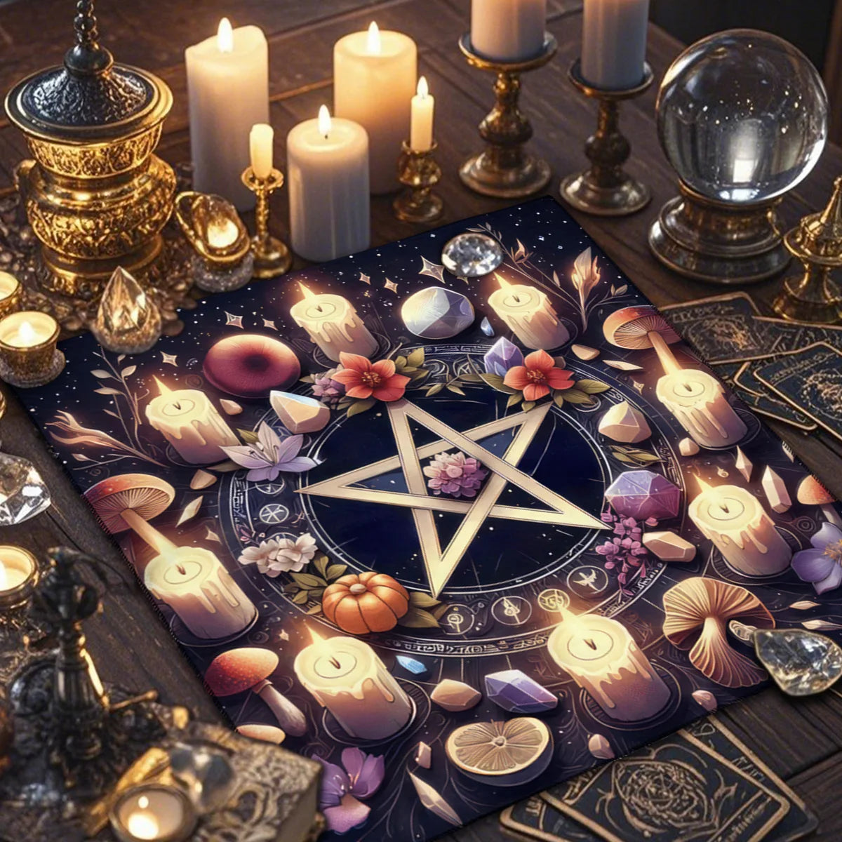 Gothic Decorative Tablecloth Tarot Tablecloth Tarot Enthusiast Astrology Ritual Cloth Polyester Altar Decorative Pad
