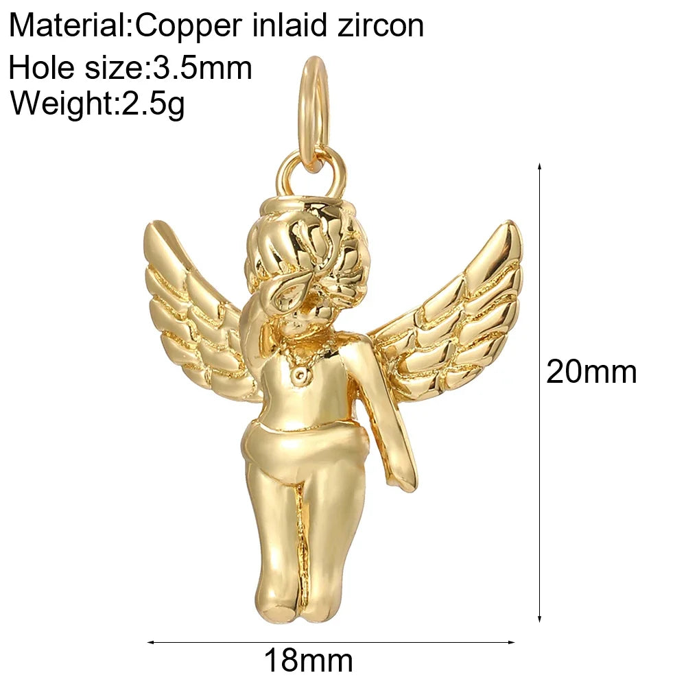 Goth Cross Chrams for Jewelry Making Supplies Golden Angel Charm Stainless Steel Long Chain Dijes Diy Necklace Earring Bracelet
