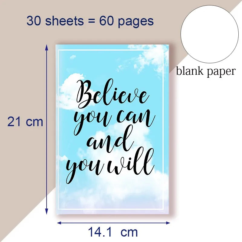 A5 Notebook Note Book Motivational Quote - I Can and I Will - Sketch Writing Blank Journal Success Notepad New Job Graduation