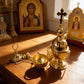 New Gold Plated Catholic Orthodox Hanging Censer Set with Bells for Church Home Altar Incense Burning Religious Devotion Gift
