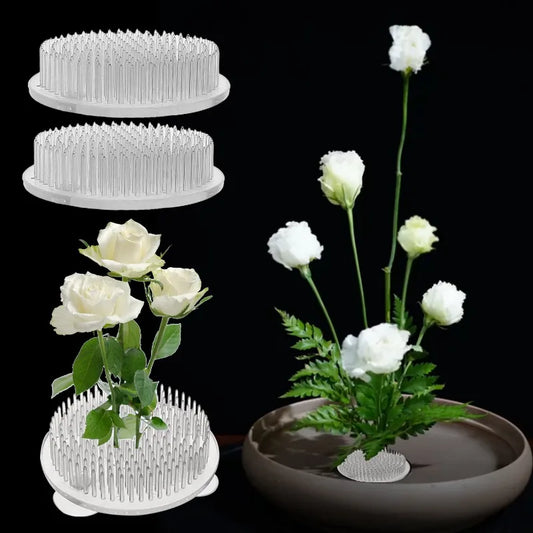 Round Ikebana Stem Holder Clear Flower Suction Cup Holder Flower Arranging Fixed Base Pot Vase Floral Rubber Bracket Home Decor