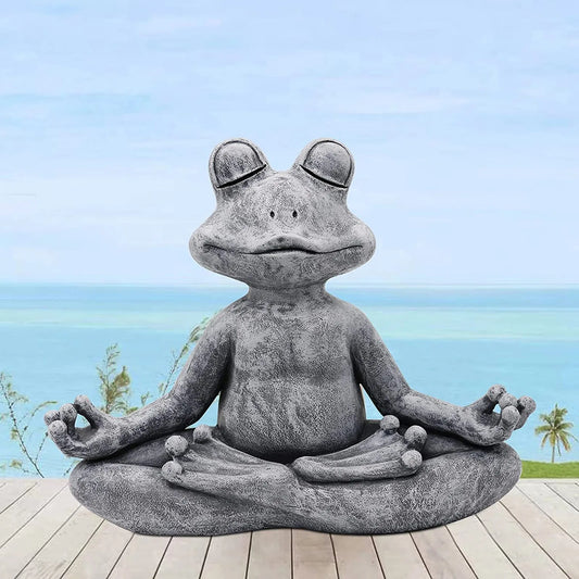 Meditating Frog Statue Resin Yoga Zen Buddha Frog Craft Garden  Simulation Animal Statue Ornament Creative Resin Decoration