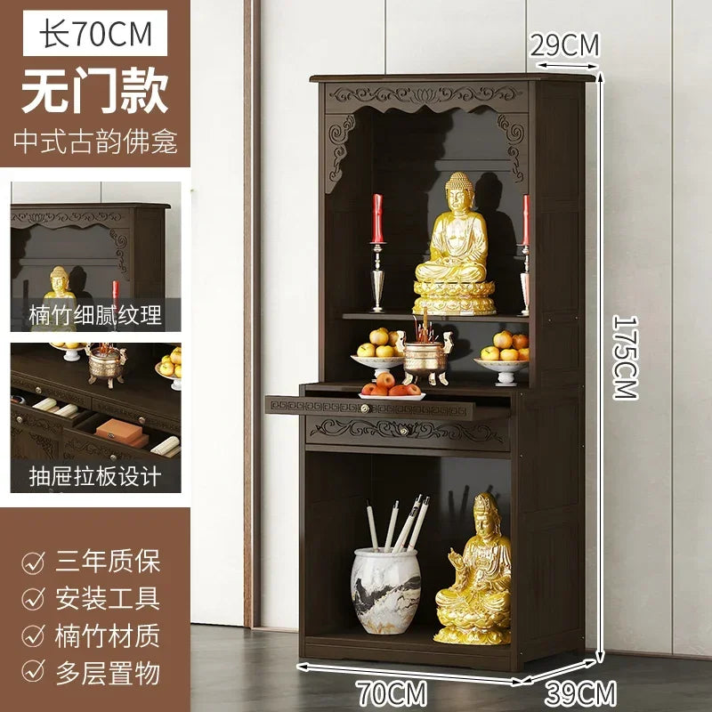 G1   Buddhist shrine stand cabinet, God of Wealth cabinet, household Buddha statue, Guan Gong Bodhisattva worship altar cabinet