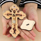 Wooden Jesus on Cross Stand Decoration Christian Crucifix Jesus Christ Crosses Icon Ornament Church Desktop Display Crafts Gift