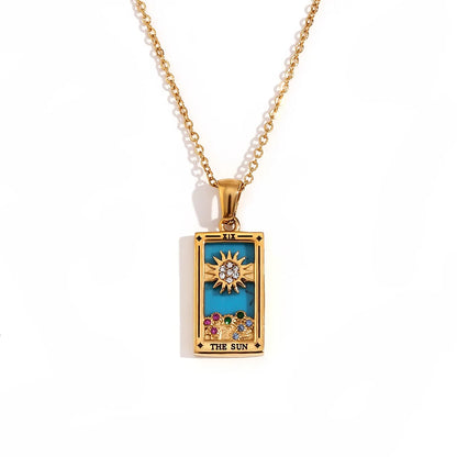 E.B.belle Original New Tarot Queen Lover Magician Moon Necklace Tarnish Free Stainless Steel Jewelry 18K Gold Plated Decoration
