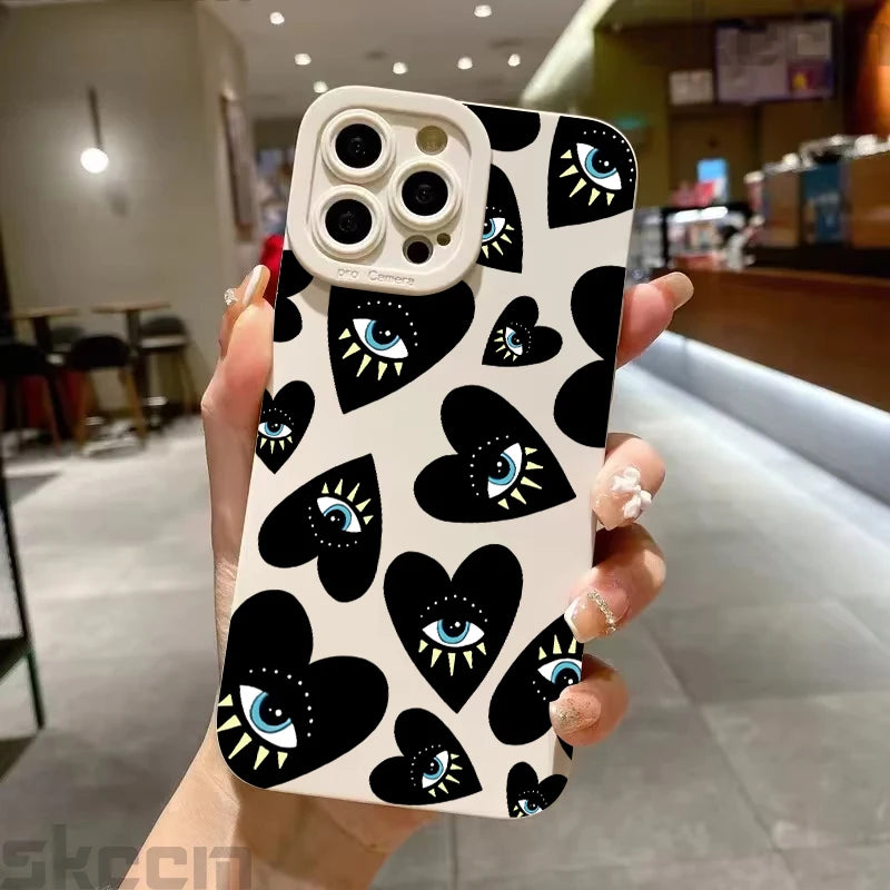 Creative Evil Eye Pattern Silicone Phone Case For iPhone 16 Pro Max 14 15 Plus 11 12 13 Mini X XS XR 7 8 16E Shockproof Cover
