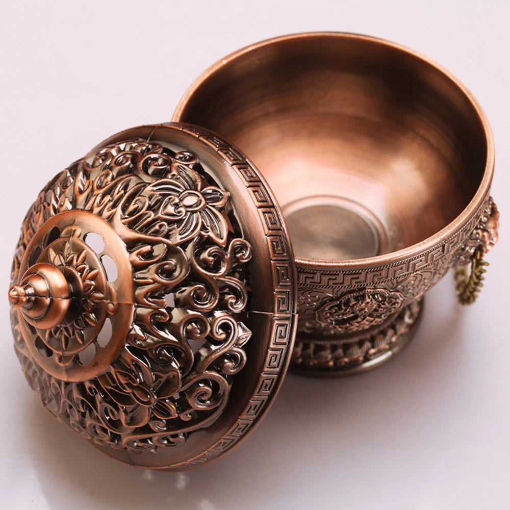 Small Tibetan galsang flower hanging incense burner, Alloy eight-auspicious spice powder incense burner, Home aroma ornaments