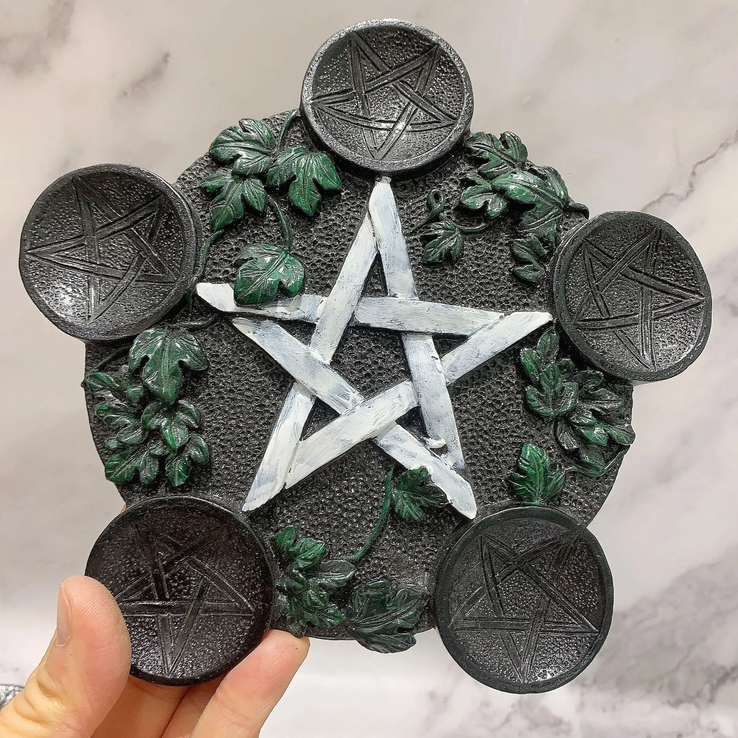 Crystal Ball Holder Astrology Pentacle Altar Plate Resin Tealight Holder Tray Witchcraft Altar Supplies Home Decor