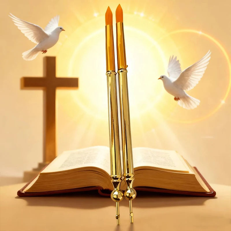 Gold Silver Plated Orthodox Liturgical Brush with Cross Top for Church Chrism Anointing Religious Devotion Christian Gift