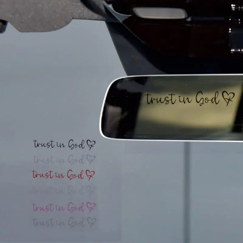 Trust In God Heart Car Rear View Mirror Sticker Decal Faith Bible Verse Christian Church Auto Vehicle Bumper Decor
