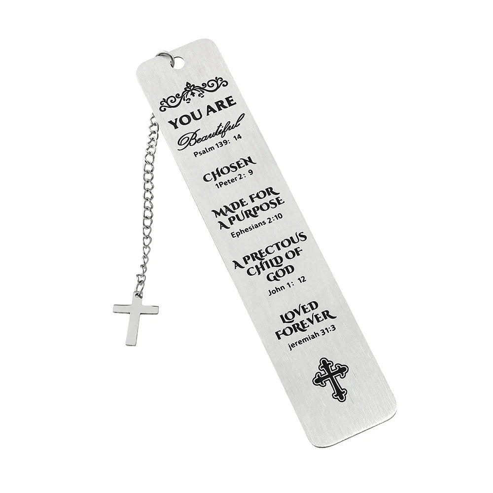 Stainless Steel Bible Bookmark Pray Cross Believer Bookmark High Quality Reading Tool Stationery for Men Women Festival Gifts