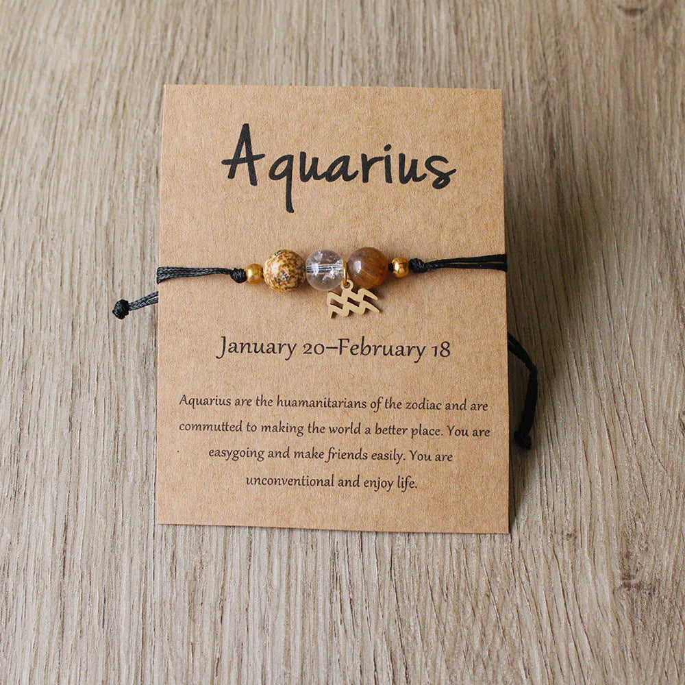 US  Aries Taurus Gemini Cancer Leo Virgo Libra Scorpio Sagittarius Capricorn Aquarius Pisces Gifts for Women Zodiac Bracelet