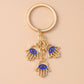 Retro Alloy Turkish Lucky  Evil Eyes Keychain Hamsa Hand Key Ring Pendant for Women Girls Handbag Decor DIY Jewelry Gifts