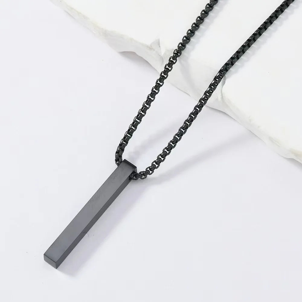 Cylindrical Necklace, Unisex, 3D Bar Pendant, Simple Casual Neutral Necklace