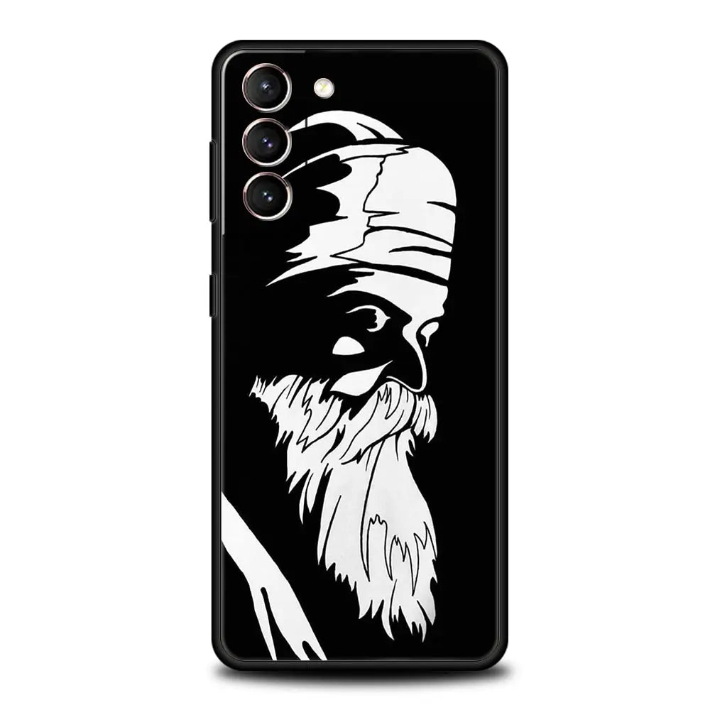 Sikh Khanda Sikhism Soft Phone Case For Samsung Galaxy S25 Edge S24 Plus S23 FE S22 S21 S20 Ultra 5G S10 Black Protect Cover