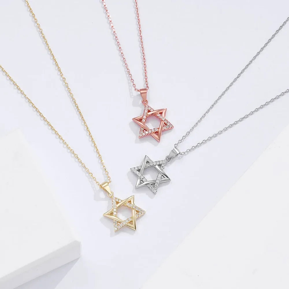 Monkton 925 Sterling Star of David Necklaces for Women Luxury Hollow Hexagonal Star Pendant Birthday Gift Talisman Fine Jewelry