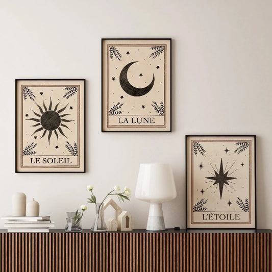Vintage Tarot Celestial Moon Sun Boho Art Poster Canvas Painting Wall Prints Picture for Living Room Home Decor Cuadros