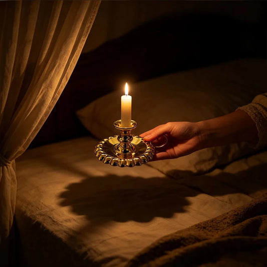 Luxury Gold Plated Orthodox Handheld Candle Holder with Handle for Church Liturgy Home Altar Prayer Devotion Christian Gift Deco