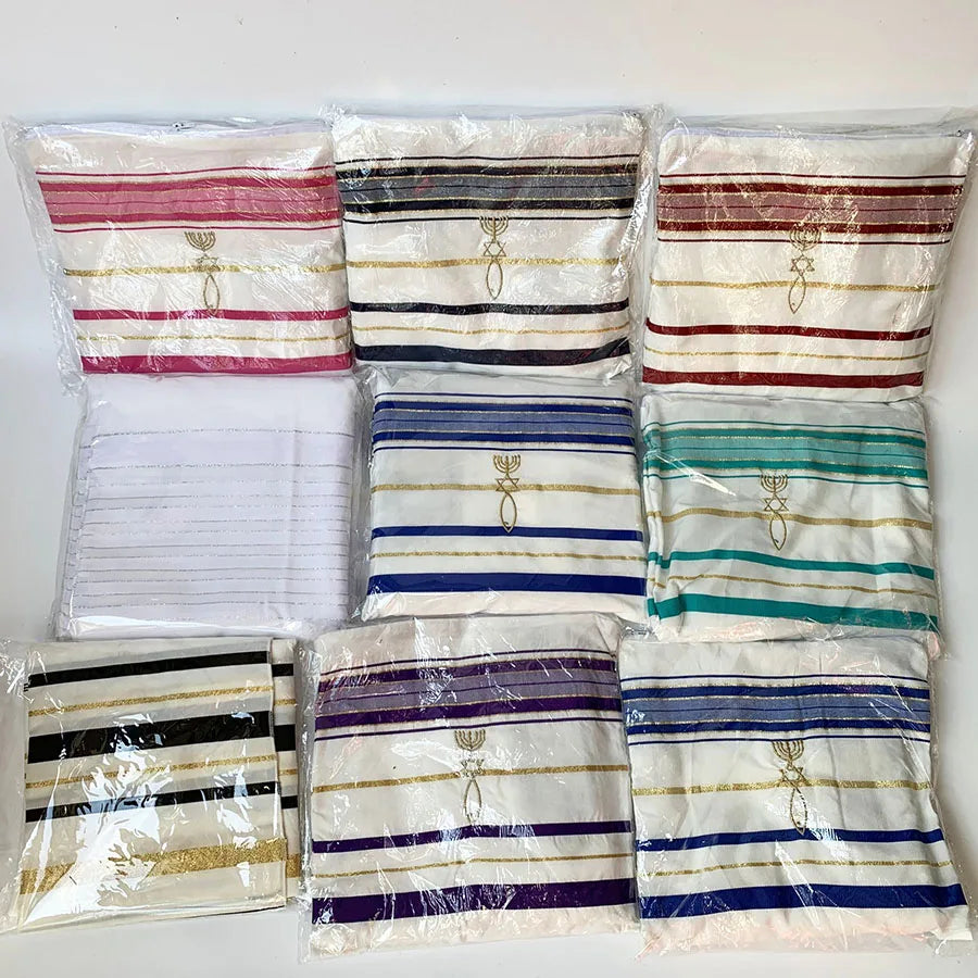 Jedaica Tallit Shawl Israel Talit scarf with Talis Bag Polyester Wraps Prayer 50x180cm
