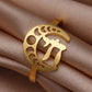 Dawapara Classic Map Women Ring Jewish Chai Hebrew Letter Life Symbol Jewish Jewelry Judaic Stainless Steel Wedding Band