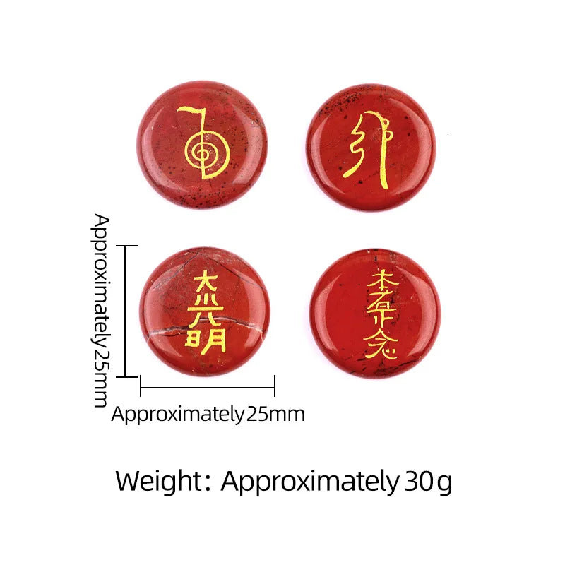 4Pcs Natural Lapis Lazuli Stones Engraved Chakra Symbols Polished Palm Stones for Reiki Crystal Healing Balancing