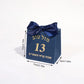 Customizable Mazel Tov Favor Box with Tefillin Graphic, Jewish Bar Mitzvah Gift Bag with Blue Ribbon for Party Favors