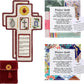 Christian Embroidered Cloth Scripture Prayer Quilt  with Religious Medals, Handmade Portable Catholic Devotional Rosary Pouch