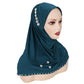Trendy Muslim Instant Hijab Beads Bonnet Stretch Scarf Islamic Headband Jersey Hijab Headwrap Turbante for Women