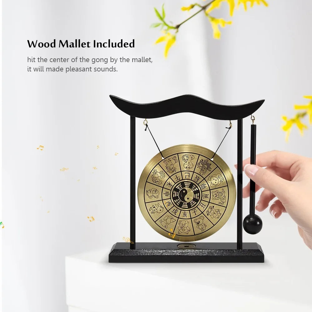 Desktop Mini Desktop Gong With Mallet Zen Art Percussion Instruments Chinese Gossip Chart
