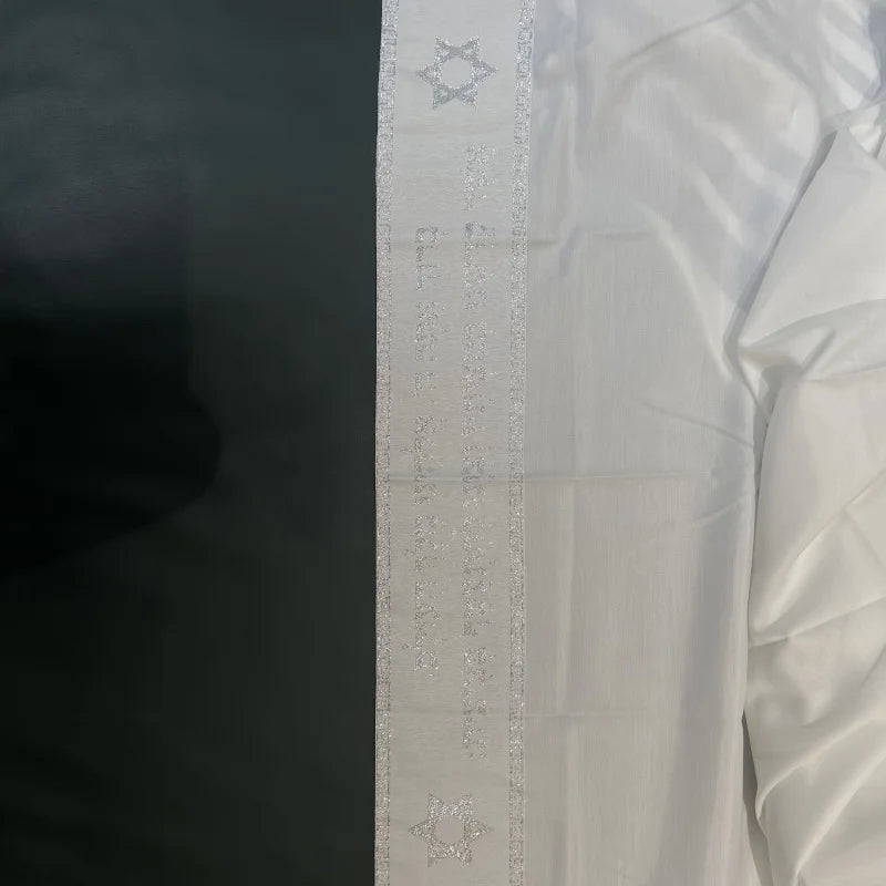 Tallit Prayer Shawl Stripes Magen David Atarah Neck Band Hebrew Decorative Elements with Tzitzit Talit Tallis Talis 140x190cm