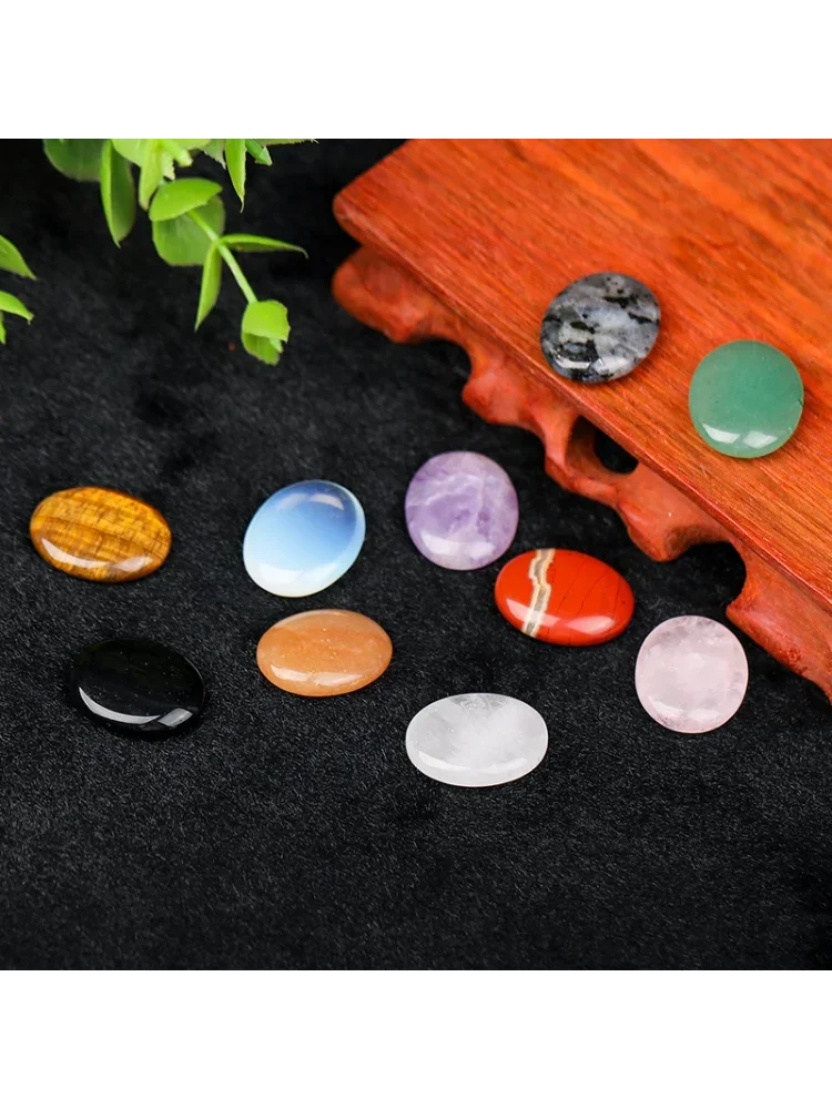 JH18-1 5/10Pcs Natural Crystal Palm Stone, 2cm Oval Shaped Raw Gemstone for Handheld Worry Stone Reiki Healing Massage Decor