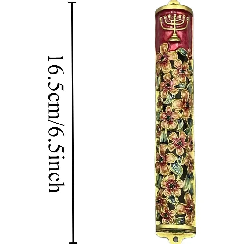 Handcrafted Enamel & Alloy Mezuzah Case with Kosher Scroll, Elegant Judaica Gift for Home Blessing & Doorpost Protection